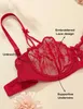 Bras Wingslove Womens Valentines Day Lace Bra Underwire Unlined Sheer Lace See Through Non Padded 240410