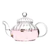 Striped pumpkin shape flower teapot Flower TeaCup Glass Teapot with Infuser Tea Leaf Herbal Heat Resistant Glass Pot