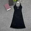 Fashion Diamond Tank Dress Women Sexy Slim Dresses Luxury Round Neck Sleeveless Skirt Hip Wrap Dress