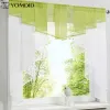 Curtain de cuisine en tulle pour le balcon de fenêtre Rome Design plissé blanc couleur verte pur verrouillage courte tulle rideau romain court
