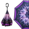 Hot Sale handvat winddichte omgekeerde vouwparaplu man vrouwen zon regenauto omgekeerde dubbele laag anti uv self stand parasol