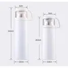 Mugs Sublimation Blank Bottle Double Wall Stainless Steel Transparent Lid Bullet Water Bottle Thermos Vaccum Flask Car Mug Coffee Cup 240410