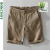 Zomer 100% linnen casual shorts mannen kleding slanke solide kleur streetwear broek oversized b8216 240410