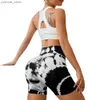 Yoga -outfits Nieuwe Tie Dye Yoga Shorts Women Push Up Sports Shorts Fitness Butt High Taille Booty Shorts Y240410