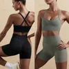 2 pièces Seamles Sports Set Bra Fitness Yoga Ropa Deportiva Mujer Workout Tracksuit S Womens Gym Tenues Wear Athletic 240410