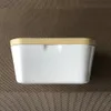 225/250/400G Butter Box prato com tampa contêiner de armazenamento de armazenamento de madeira caixa de servir hotel ferramentas de cozinha de mesa