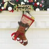 2022 Nya heta stora strumpor Santa Elk Fabric Gift Socks Christmas Candy Bag Snowman Deer Pocket Xmas Decoration