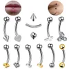 2 stks 1,2x8 mm doe -het -zelf gebogen barbell ball labret wenkbrauw piercing lip neusring tragus daith knus piercing toren helix oorrang sieraden