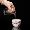 Jingdezhen-White Jade Ceramic Tea Cup、Peach Pattern Teacup、Bowl Shaped Tureen、Chinese Kung Fu Teaware Gift Drinkware