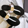 Size 35-42 Genuine Leather outdoor Casual shoe sandal Slipper Men Women Summer sunny Flip Flops Flat Sliders black white box 10a top quality Slide Mule loafer sandale