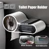 Toiletpapier houders zelfklevende toiletpapier houder multifunctionele badkamer stand muurbevestiging toiletpapier houder telefoonhouder opbergdoos 240410