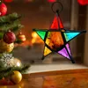 Morocain Hung Bandle Holder Retro Star Glass Bandle Holder Ornements Colored Lantern Stand pour décoration de mariage décorative