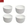 4pcs Set Hammer Eye Super weißes Porzellan Runde Salatschale Haushaltsfruchte Suppe Reis Schale Essschicht Keramik Kugelschale