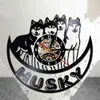 Husky Wall Clock wykonany z prawdziwego winylowego rekordu arktycznego psa sań