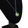 Naszyjniki wiszące cztery wisiorki liściowe koniczyny szamkock podwójny szklany szklany kula wisry w zawieszki dziecięce mężczyźni kobiety Zielone gorsze biżuterię z trawą 240410