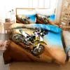 Motorcykel sängkläder set 3d tryck bilar duvet täckning med örngott motocross sängäcke pojkar barn säng set king size hemtextiler