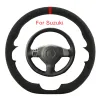 Anpassad bil rattskydd för Suzuki SX4 Alto Old Swift Opel Agila Soft Sweat-Wicking Hand Sying Suede Steering Wrap