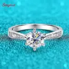 Band Rings Smyoue Real 0.5-3CT Mosilicone Womens Wedding Ring Pure Silver Round Shining Diamond Card Engagement Ring Gift J240410