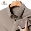 Mens Embroidered Camel Ice Silk Polo Shirt Summer Korean High End Fashion Business Leisure Breattable Short Sleeved T-Shirt 240407