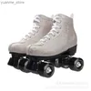 Inline rolschaatsen nieuwe stijl kunstmatige lederen quad roller skates schoenen patins dames mannen mannen dubbele lijn led licht 4 wielen pu abec-7 82a schaatsen y240410