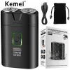 Trimmers Kemei KMW301 Men's Beard Shaver Professional Mini Electric Shaver USB Rechargeable Waterfroof Wet and Dry Hair Trimmerマシン