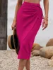 Skirts Fashion Trend Niche High Waist Strap Hip Skirt Summer And Autumn Women's Rose Red Midi Irregular Slit Streetwear