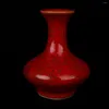 Vases Jingdezhen Red Glaze Kiln Flattened Belly Bottle Antique Porcelain Home Decoration Ornaments