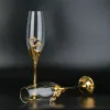 Crystal Champagne -bril, bruiloftsboeken, rode wijnglazen, Europese huishoudelijke mousserende zoete wijnglazen, gouden bril