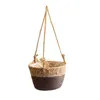 1PC Garden Plant Storage Basket Hand Knitting Straw Hanging Planter Indoor Outdoor Woven Flower Pot Holder Macrame Plants Hanger