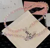 Einfache natürliche super glänzende Kristalltraumperlen Halskette Pink Fixes Saturn -Diamantarmband für Frauen