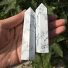 Naturlig vit turkos sten kristallpunkt trollstav obelisk polerad läkning howlite punkt trolldekoration