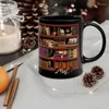 Mugs 3D Bookhelf Mug Creative Design Multi-Purpose Ceramic Cup Novelty Coffee Motivational Citat Bookish Bookworm