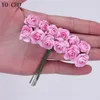 Yo cho 144pcs mini искусственные мини -бумажные розы Flores ucquet diy венок подарки коробка для вырезки свадебные украшения розовые фальшивые цветы