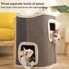 Nieuw design Sisal Cat Tree Play House Climbing Frame Scratcher Tower Cave Platform met Ball Toy Kitern Playground Cat Furniture