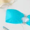 2024 zwempak diamanten ketting sexy strapless split bikini stevige kleur zwempak nieuwe bikini