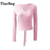 Mujeres Girls Ballet Leotards Coat Wrap Tops Campo de manga larga Gimnasia Ballet Sweaters en general Cardigan de calentamiento