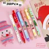 30 stcs/veel schattige kerstgel pennen cartoon Santa Claus Tree Snowmen Elk Kawaii Press Pen 0,5 mm Black School Kids briefpapier geschenken 240401