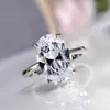 Bandringen S925 Sterling Silver High Carbon Diamond 8 * 12mm Oval Fashion Edition Party Boutique sieradenring J240410