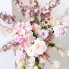 Pink Artificial Silk Flowers Wedding Backdrop Decor Arrange Arch Table Centerpieces Row Flower Party Window Display Photo Props