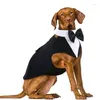犬のアパレルペットスーツイギリスの夏のテディシャツ蝶ネクタイタキシードトライアングルスカーフベスト小さな中犬および大型犬コート用品