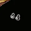 Sier aiguille, zircon, gourde, style Instagram coréen perle creux, boucles d'oreilles légères, boucles d'oreilles neuves élégantes et populaires pour femmes