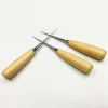 1PC Round Hole Wooden Handle Awls DIY Leather Tent Sewing Awl Shoes Repair Tool Hand Stitcher Leather Craft Awl Tools