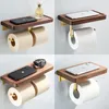 ELLEN Roll Toilet Paper Holder with Wood Bathroom Gold Bruhsed Phone Holder Bathroom Fixture Bathroom Accessories EL1014