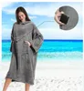 Changer la robe serviette Poncho Surf à manches courtes Robe de bain à manches courtes avec serviette en microfibre à cassette à capuche pour hommes et femmes