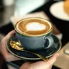 European Ceramic Coffee Cup Saucer Set Latte Cappuccino Coffee Mug Expresso Cup Home Cafe Teacup Coffeeware Set 90/220/320 ml