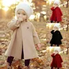 女の子の秋の冬のウールブレンドジャケットベイビー新しい温かい濃厚なコート子供カジュアルアウターウェアキッズソリッドアクティブ服