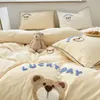 3st Baby Cartoon Bear Bedding Set For Borns Soft Cotton Crib Girl Bed Linen Kid Nursery Decor 240325