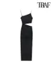 Traf Women Fashion con abito midi cavo over raccolto sexy cinghie sottili asimmetriche abiti femminile abiti mujer 240402