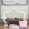 Mosquito net supérieur et inférieur, dentelle de luxe, haut à poussière, filet de moustique, célibataires, couleur unie, dortoir en moustique net