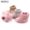 Baby Boys Girls Shoes For Newborn Winter Super Keep Warm Boots Floral Bear Pattern Infant Toddler Cute Kids Boot